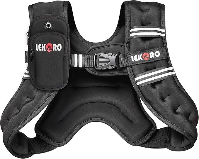 Weighted Vest, 6lbs/8lbs/12lbs/16lbs/20lbs/25lbs/30lbs Weights Vest for Women Men with Reflective Stripe for Workout, Strength Training, Running, Walking