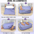 Extra Large Compression Packing Cubes for Travel Essentials, 2 Set Expandable Travel Cubes for Packing Compression Bags Luggage Suitcase Organizer, Purple