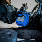 Iron Infidel Battle Bottle - Half Gallon Insulated Water Bottle with Paracord Handle, Large 64 oz Stainless Steel Water Jug with Rugged, Removable Sleeve for Keys, Wallet & Phone (Blue Line 2 Liter)