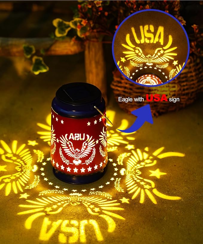 Nacome Eagle Solar Lanterns for Garden Decor: Waterproof Hanging Metal Decoration with LED Lights for Yard Lawn Porch Patio Landscape Pathway – Birthday Gifts for Mom Grandma Women