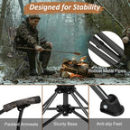 REDCAMP 360° Swivel Hunting Chairs for Ground Blinds, Portable Folding Camo Camping Chairs for Adults Hunting Seats with Hard Arms for Fishing Camping