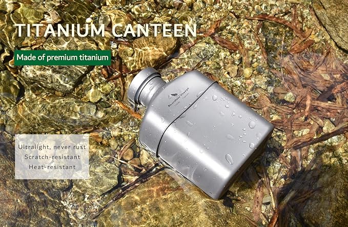 Boundless Voyage 1100ml Titanium Military Canteen Lightweight Camping Water Bottle with Storage Bag, BPA-Free Outdoor Hydration for Hiking, Backpacking & Survival Gear Ti2047C