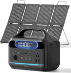Portable Power Station 600W with Solar Panel 80W - 288Wh LiFePO4 Battery Backup Versatile 6-Port Design w/2 AC Outlets, 2H Fast Charging Solar Generator for Camping, RV, Home Emergencies, Hurricane
