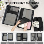BAGAIL 4 Set/6 Set/8 Set Compression Packing Cubes Travel Accessories Expandable Packing Organizers (Half Mesh, 6-Black)