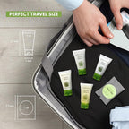 Travel Size Hotel Toiletry Set 75 Count 1 oz Bottles Guest Amenities for Vacation Rentals and Short Term Rentals Paraben Free Green Tea Lemongrass Scent Infused with Aloe and Olive Oil | Desert Breeze