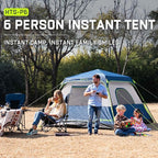 4/6/8 Person Instant Tent, Waterproof Pop Up Tents for Camping with Rainfly, 60 Seconds Easy Setup, Automatic Cabin Tent for Family Camping with Expandable Carry Bag & Upgraded Ventilation