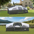 CAMPROS CP Tent 8 Person Camping Tents, Weather Resistant Family Tent, 5 Large Mesh Windows, Double Layer, Divided Curtain for Separated Room, Portable with Carry Bag
