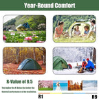 Self Inflating Sleeping Pad, 3.15" Ultra-Thick Memory Foam Camping Pad 4 Season Camping Pad for Easy Inflate&Deflate, 9.5 R-Value Insulated Camping Mattress Pad for Camp Travel Car Tent