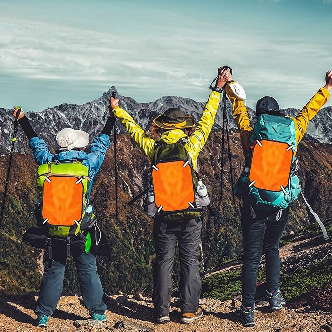 4 Pcs Blaze Orange Safety Panel with Reflective Strips, 12'' x 9'', High Visibility Hunting Mesh Tent Backpack Cover Safety Panel for Outdoors Field Hiking Camping Biking Traveling