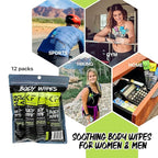 Body Cleansing Wipes - Individual Shower Wipes | Travel, Gym, Camping Wet Wipes for Women & Men | Refreshing No Rinse | Natural Bug Deterrent & Wipe In One | Lemongrass Citronella 12 Pack