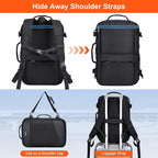 PIJUSHI Travel Backpack for Women Men Carry on Suitcase Backpack Flight Approved Personal Item Bag Fits 16 Inch Laptop(PE035 Black)