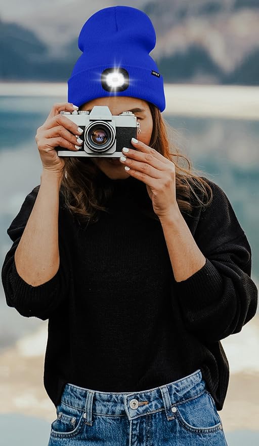 ATNKE LED Lighted Beanie Hat,USB Rechargeable 4 LED Running Headlamp Bright Cap with The Light Gifts for Men and Women