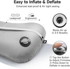 OUTSKIRT Inflatable Camping Pillow, 2-in-1 Travel Pillows for Sleeping, Ergonomic & Lightweight Small Backpacking Pillow for Travel, Hiking, Camping & Outdoor Activities, Grey