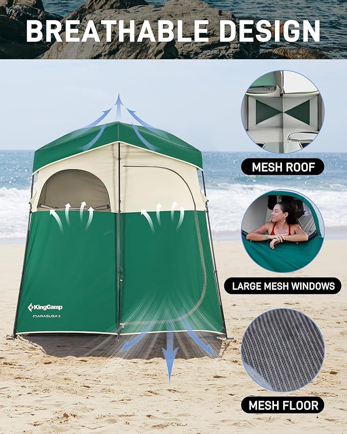 KingCamp Shower Tent, Portable Privacy Tent Outdoor Camping 1/2 Room Toilet Tents with Shower Bag & Dressing Room for Beach, Camping & Hiking