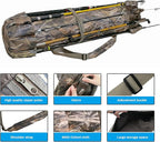 Allnice Durable Canvas Fishing Rod & Reel Organizer Bag Travel Carry Case Bag- Holds 5 Poles & Tackle