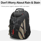 Boavan Laptop Backpack for men, 17.3 inch Laptop Bag with USB Port, Waterproof Travel Work Backpack Purse, Anti-Theft Teacher Nurse Doctor Casual Bookbags Office Business backpack，Black&Khaki