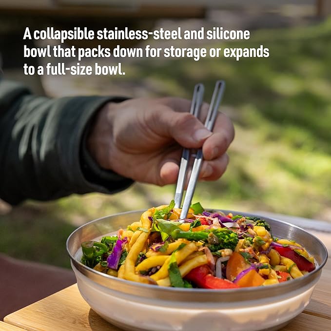 Sea to Summit Detour Stainless Steel Collapsible Bowl, Medium (22 fl oz), Beluga Black