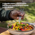 Sea to Summit Detour Stainless Steel Collapsible Bowl, Medium (22 fl oz), Beluga Black