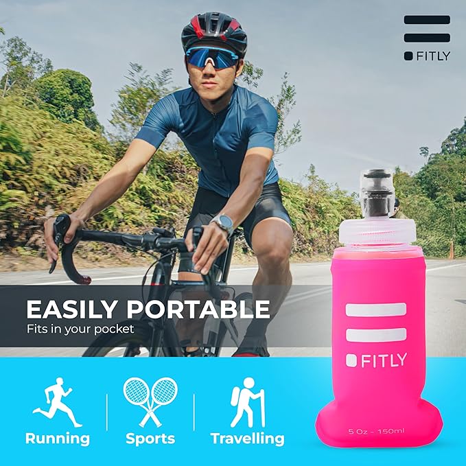 Soft Flask - Shrink As You Drink Soft Water Bottle for Hydration Pack - Folding Water Bottle Ideal for Running, Hiking, Cycling, Climbing & Rigorous Activity