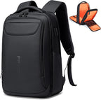 FENRUIEN Business Backpack for Men,Water Resistant Tech Backpack with Charger,Black Laptop Backpack 15.6 Inch