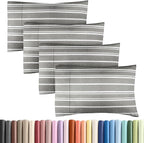 Pillowcases - Ultra Soft Hotel Quality Pillowcase Covers - Comfy, Cozy & Wrinkle Free - Shrinkage and Fade Resistant - Machine Washable Pillow Protectors - (King, Grey Stripes 3, 4 Piece Set)