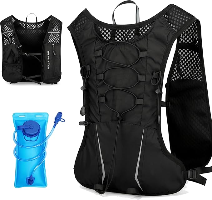 XBT Hydration Pack with 2L Water Bladder – Lightweight Running Vest for Men & Women – Adjustable, Breathable, Reflective Hydration Backpack for Hiking, Cycling, Trail Running,Marathon