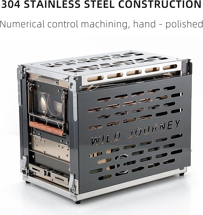 M8 Wood Burning Stove with Oven & Camping Table, Stainless Steel Portable IGT Hot Tent Stove, Including 6 Chimney Pipes, for Camping, Tents, Cooking and Travel Rose Gold