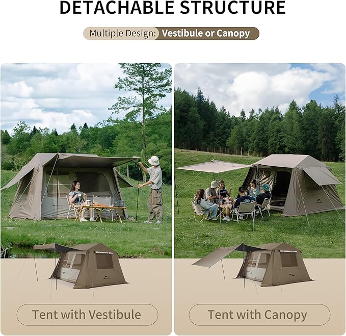 Naturehike Village Instant Tent, 4 Person 8 Person Camping Tent with Full Rainfly, Waterproof Large Cabin Tents for Car Camping