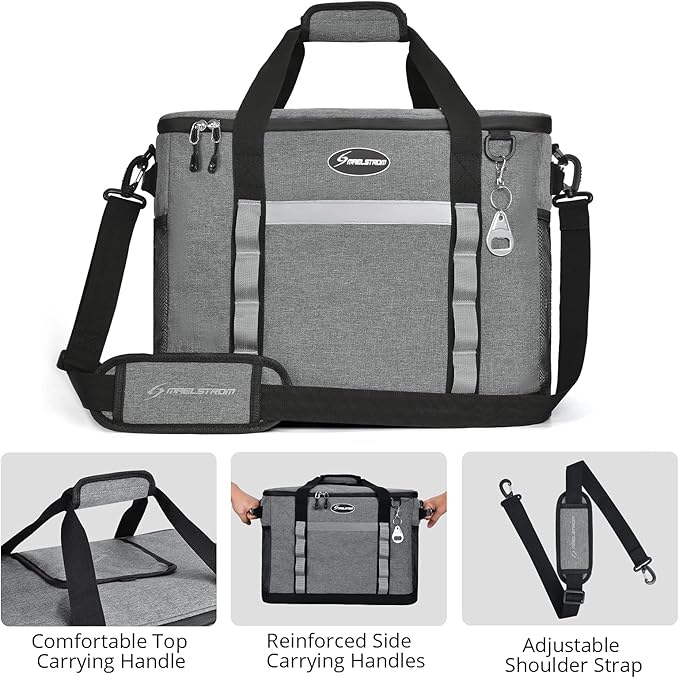 Maelstrom Collapsible Soft Cooler Bag, 24/30/60/75 Cans Beach Cooler, Ice Chest, Leakproof & Portable for Beach, Camping, Road Trips & Grocery Shopping
