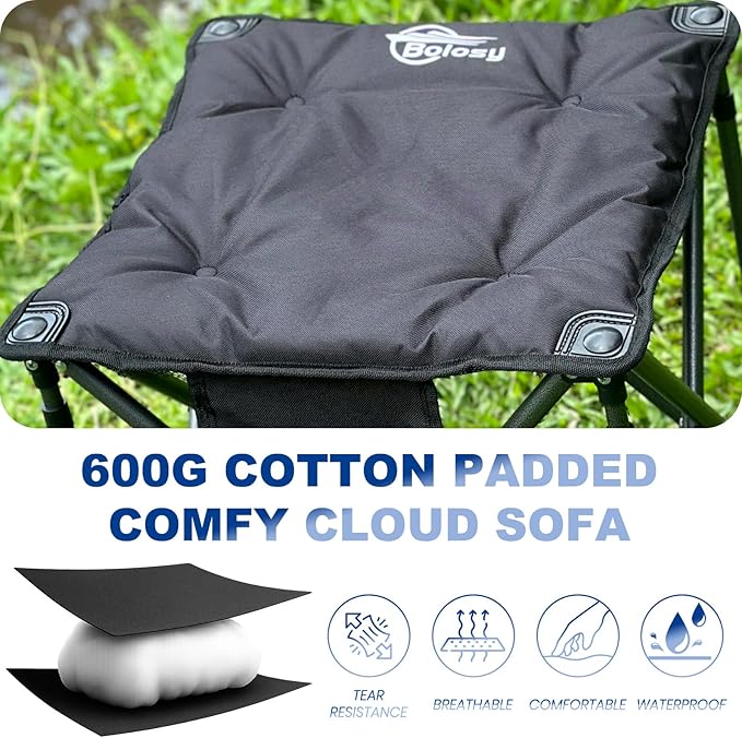 Bolosy 2 Pack Camping Stool Oversized Camping Foot Stool Ottoman Padded Camping Chair Foot Rest 450 lbs Heavy Duty Camp Stool Foldable Footrest