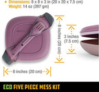 UCO Recycled ECO 5-Piece Camping Mess Kit with Bowl, Plate, Switch Spork Utensil Set