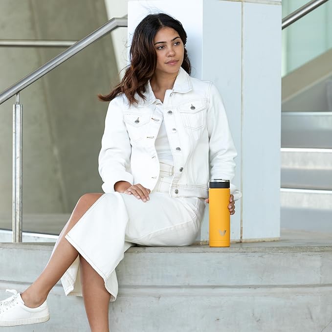 Maxi Stainless Steel Water Bottle 26oz - Double wall vacuum insulated | Integrated carry handle | leak proof flip top lid | Lightweight & stylish - Yellow