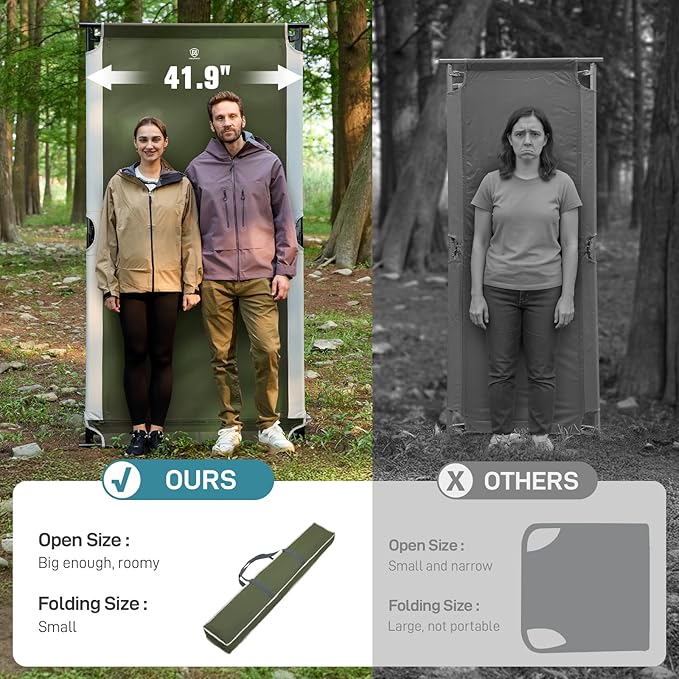 EVER ADVANCED Extra Wide Camping Cot for Adults Oversized XXL Sleeping Cots Folding Cot Bed with Carry Bag, 84.3" L x 41.9" W, Support to 550 lbs