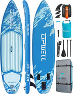 UPWELL 10'6"/11'/11'6" Inflatable Paddle Board, Stand Up Paddlboard for Youth & Adults, Stable Design, Premium SUP Accessories, Backpack, Leash, Hand Pump, Fins