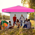 EAGLE PEAK Pop Up Canopy Tent with 1 Sidewall, Easy Setup Event Tent, Outdoor Sun Shade, Wheeled Carry Bag, Stakes and Guy Ropes, Instant Canopy 12x12, Pink
