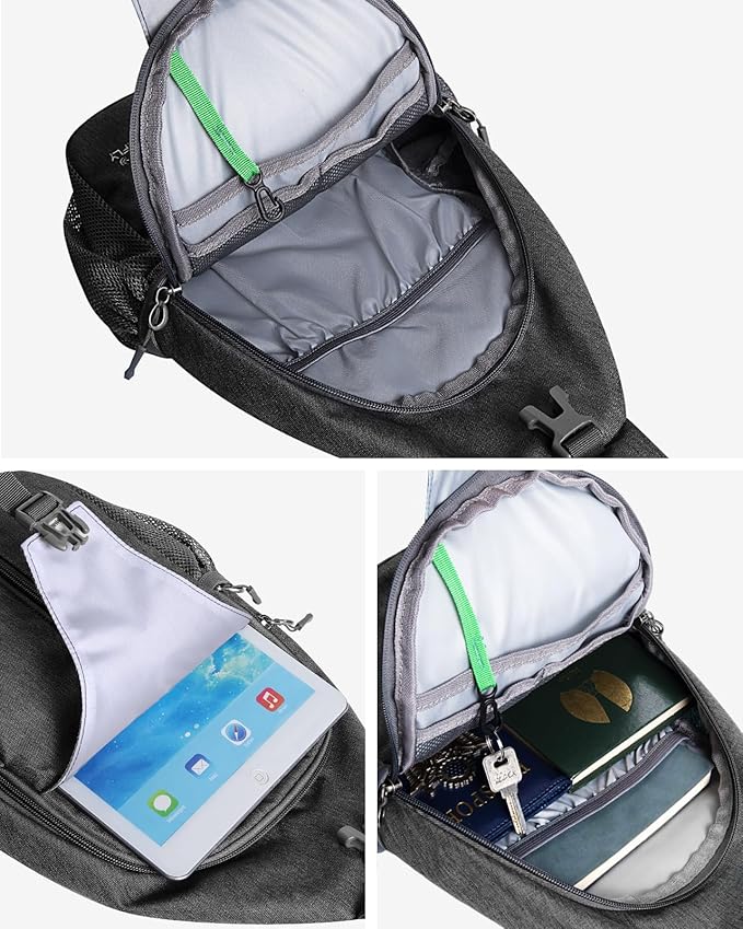 WATERFLY Small Hiking Sling Bag: Crossbody Sling Backpack Chest Bag Daypack for Men Women with Skin-Friendly Shoulder Strap