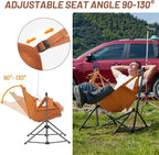 TIMBER RIDGE Hammock Camping Chair with Adjustable Backrest, Heavy Duty Folding Hammock Chair Supports 300lbs, Portable Hammock Chair for Camping, Travelling and Patio, Orange 2 Pack