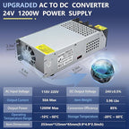 New Upgraded DIY SMPS 110V AC to DC 24V 50A 1200W Power Supply, 24v Power Supply,110v to 24V Converter Voltage Transformer for Motor Pump CCTV 3D Printer Air Compressor Led (24V-50Amp-1200W, 24V)