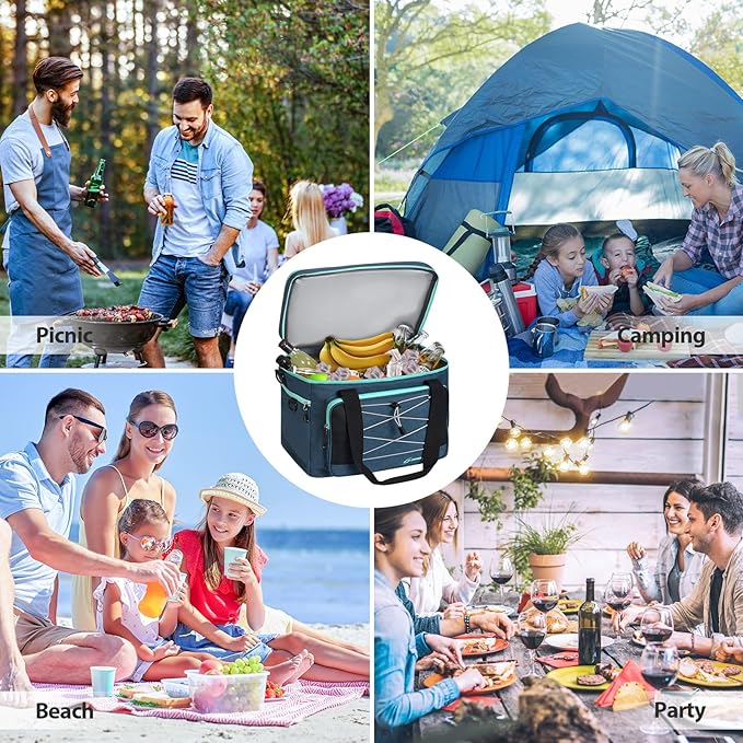 Maelstrom Collapsible Soft Cooler Bag, 24/30/60/75 Cans Beach Cooler, Ice Chest, Leakproof & Portable for Beach, Camping, Road Trips & Grocery Shopping