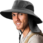 SUN CUBE Wide Brim Sun Hat Men Women, Fishing Hats Sun UV Protection, Mens Hiking Bucket Hat Safari Beach Boonie, UPF 50+