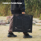 REDCAMP Folding Portable Grill Table with Sink for Outside, Lightweight Aluminum Metal Grill Stand Picnic Table for Camping Cooking BBQ RV Picnic, 2 Heights Adjustable,Black 36"x20"