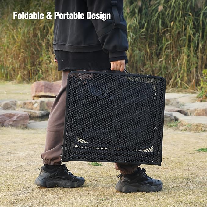 REDCAMP Folding Portable Grill Table with Sink for Outside, Lightweight Aluminum Metal Grill Stand Picnic Table for Camping Cooking BBQ RV Picnic, 2 Heights Adjustable,Black 36"x20"