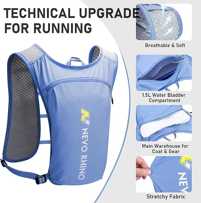 N NEVO RHINO Running Hydration Vest for Women 1.5L Water Bladder Backpack 5L Small -Lightweight Breathable Hydration Vest for Hiking Trail Running Cycling Marathon for Women
