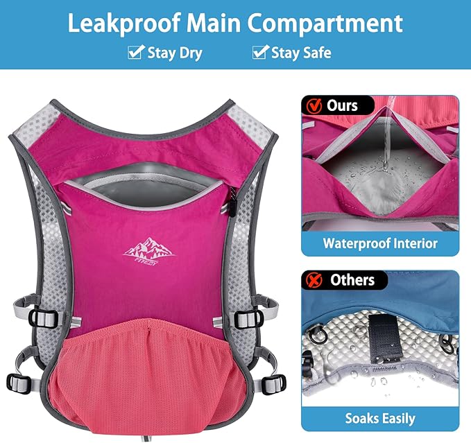 Running Hydration Vest for Women Men - Waterproof Running Water Backpack Hydration Pack with 12 Pockets, Lightweight Water Vest for Hiking Trail Cycling Marathon Race