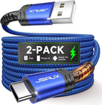 JSAUX USB C Cable [2-Pack 3.3ft], USB A to USB Cord Fast Charging for iPhone Air, iPhone 17, iPhone 17 Pro, iPhone 17 Pro Max, iPhone 16/iPhone 15 Series, Samsung S20 S10, Note 20 10, Car Play - Blue