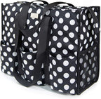 TOPDesign Utility Water Resistant Tote Bag with 13 Pockets, Top Zipper Closure & Thick Bottom Support, for Working Women