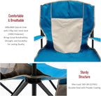 SUNNYFEEL Oversized Folding Camping Chair 500 LBS Heavy Duty Lawn Chairs for Adults Blue Portable Folding with Armrest, Cup Holder, Pocket ＆Bag for Outdoor Camping/Beach/Travel/Picnic/Fishing