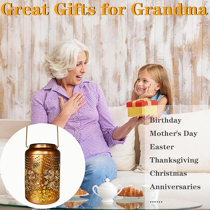 Solar Butterfly Rose Lantern Outdoor Decor,Waterproof Hanging Metal Garden Lights for Patio,Yard,Porch ,Unique Birthday Gifts for Women,Mom,Grandma,Sister,Bestie,Christmas,Thanksgiving,1PC