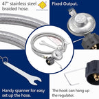 ARC Outdoor Propane Burner Stove, 13" Single Cast Iron Portable With Sturdy Stand, Adjustable Regulator, Stainless Steel Hose - Perfect for Outdoor Wok