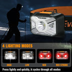 EverBrite Headlamps Rechargeable with Red Light - Outdoor LED Flashlight Head Lamps, Waterproof Dustproof Gear for Hiking Camping Essentials, 2 Pack